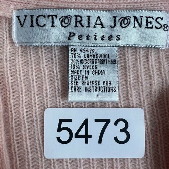 Victoria Jones Cardigan Sweater PM Pink Lambswool Angora Rabbit Hair Button Up - Picture 6 of 7